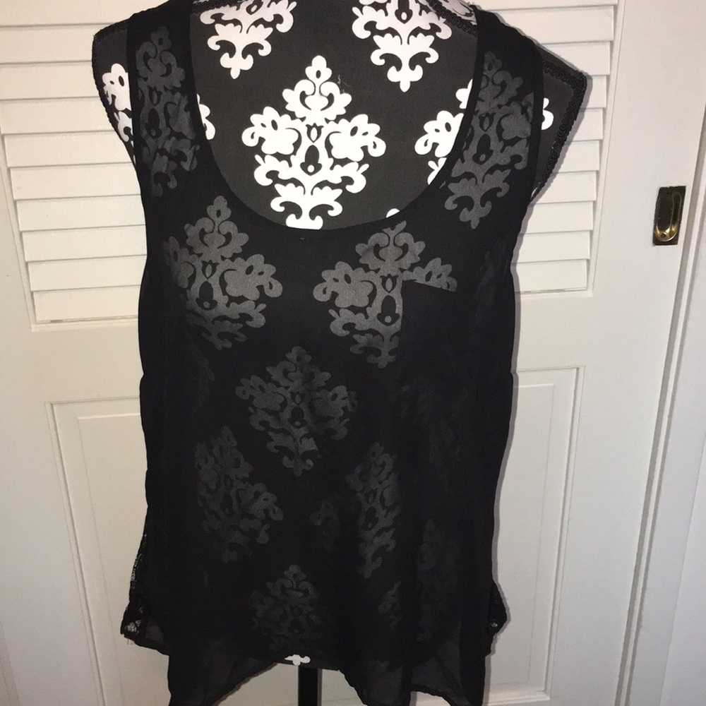 See through- lace back tank top!
